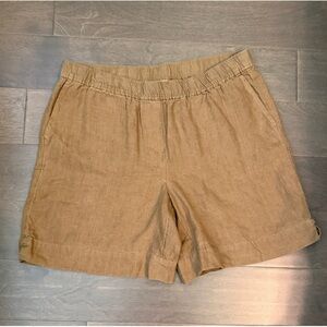 J. Jill Relaxed Love Linen Blend Bermuda Shorts Tan NWOT Medium